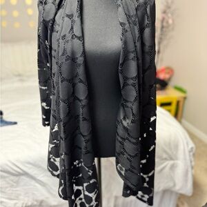 Ruby Rd. Black Open Knit Circle Cardigan M